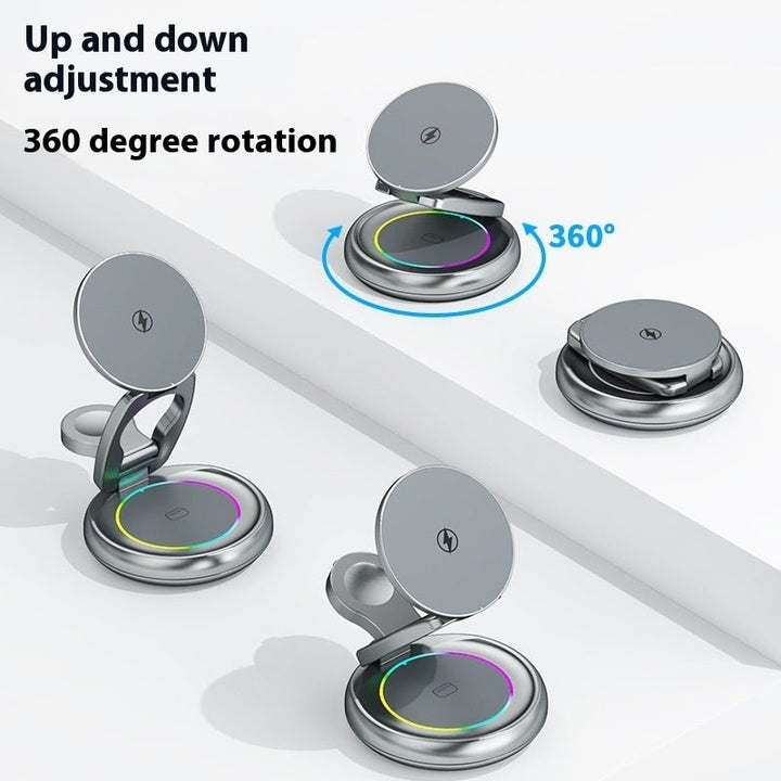 Metal 3 In 1 Wireless Rotatable Charger Bracket - Ajhiza  