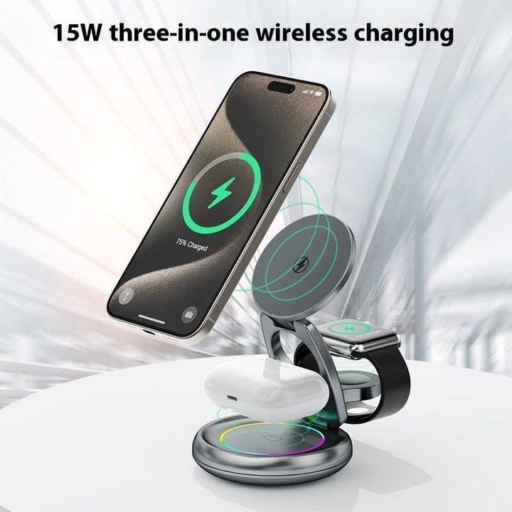 Metal 3 In 1 Wireless Rotatable Charger Bracket - Ajhiza  