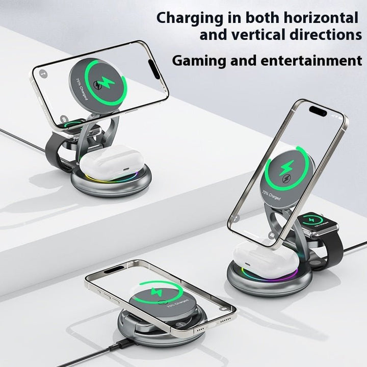 Metal 3 In 1 Wireless Rotatable Charger Bracket - Ajhiza  